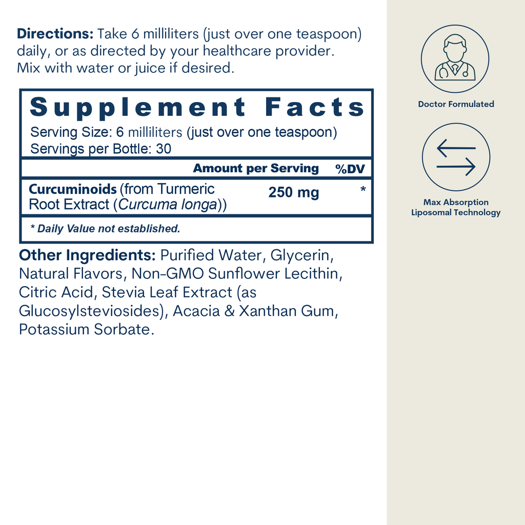 Liposomal Curcumin 250 mg - Liquid (6 FL OZ/ 30 Servings)