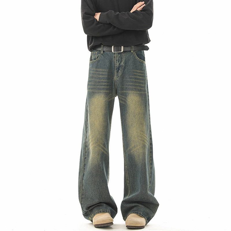 Vintage Distressed Denim Pants Men