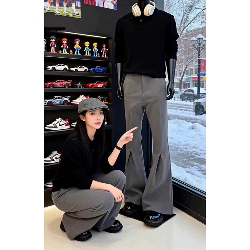 Classic Gray Pleated Trousers for Men