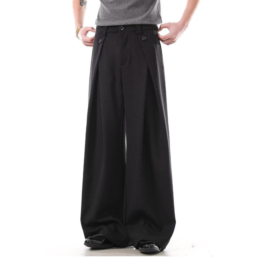 Double Pleat A-Line Casual Trousers for Men
