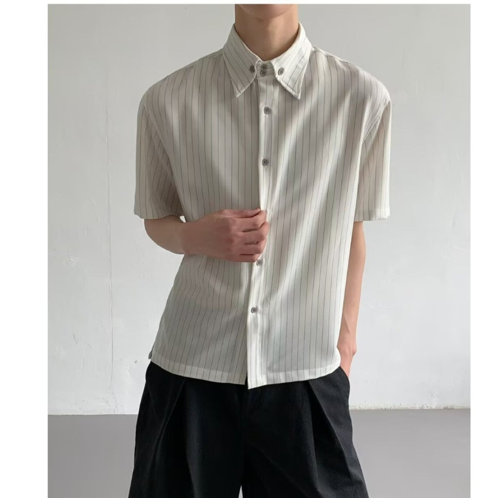 Casual Striped Short Sleeve Shirt for Men