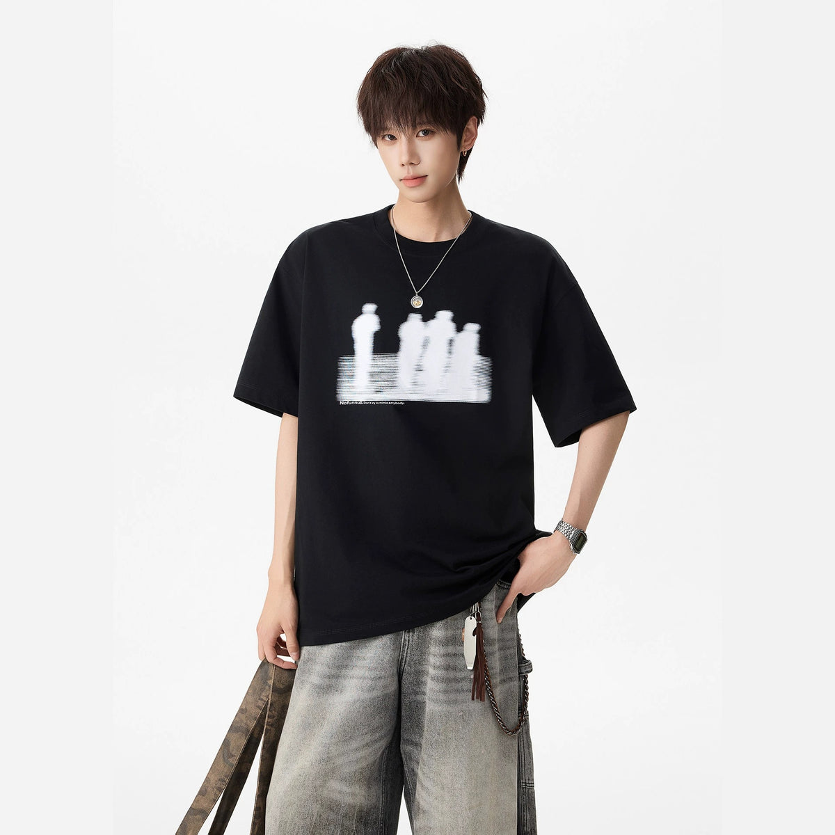 Printed White Short Sleeve T-Shirt for Men