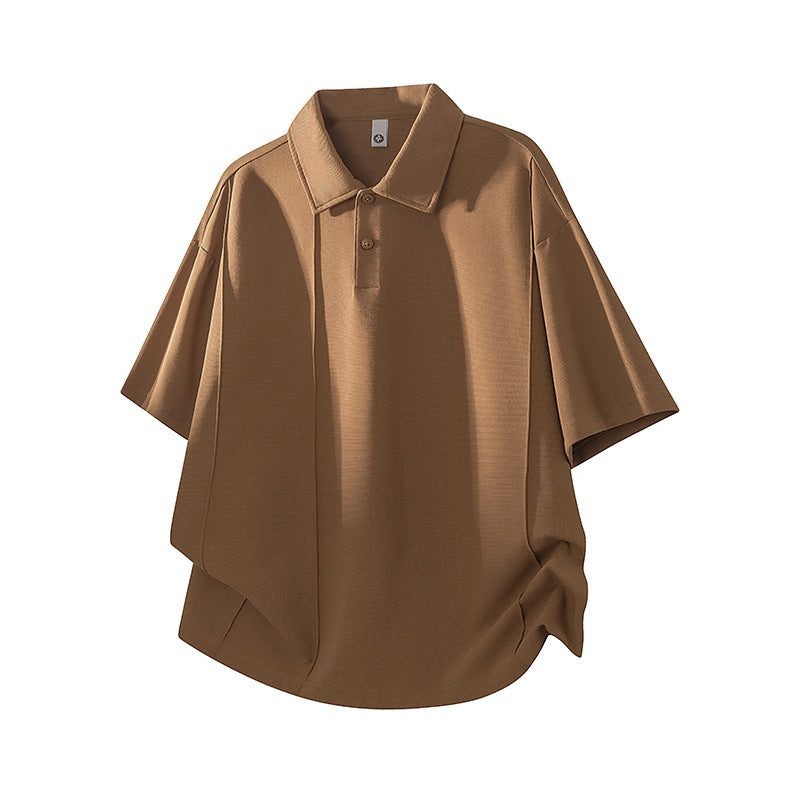 Solid Color Short-Sleeved Polo Shirt for Men