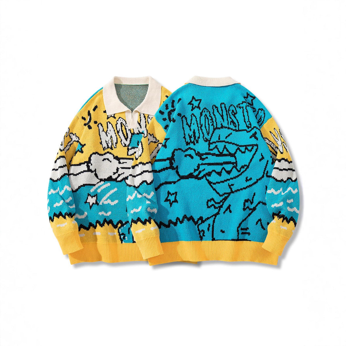 Dinosaur long sleeved loose sweater for men