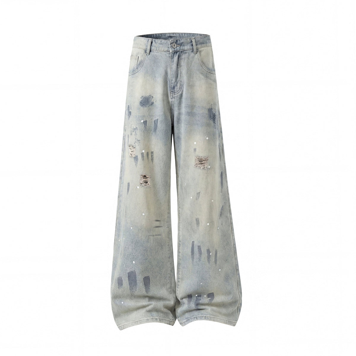 Lightweight Paint Splatter Ripped Jeans for Men