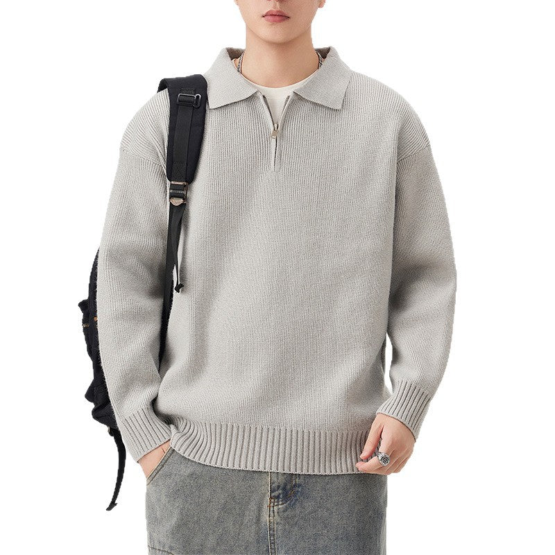 Simple Polo Neck Knitwear for Men and Women