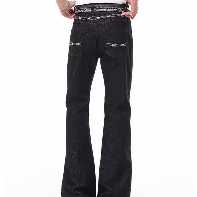 Jeans with Thistle Embroidery for Women and Men