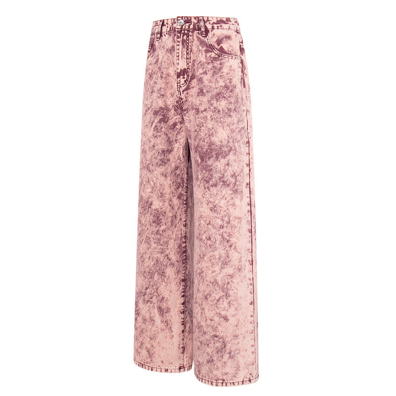 Tie-Dye Denim Pants for Men and Women