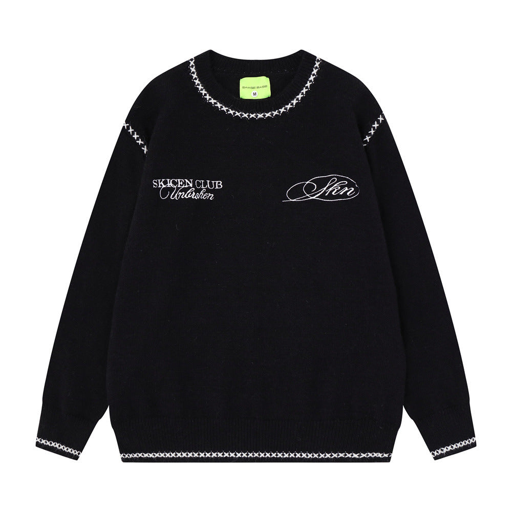 Loose round neck sweater for men