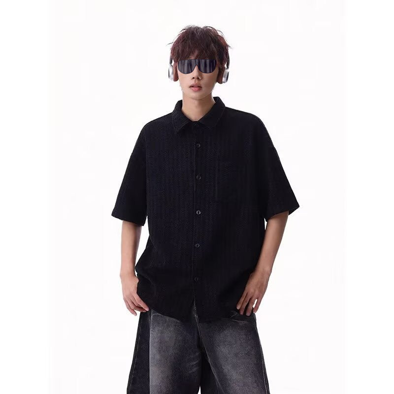Casual Loose Fit Reversible Shirt with Pattern for Men