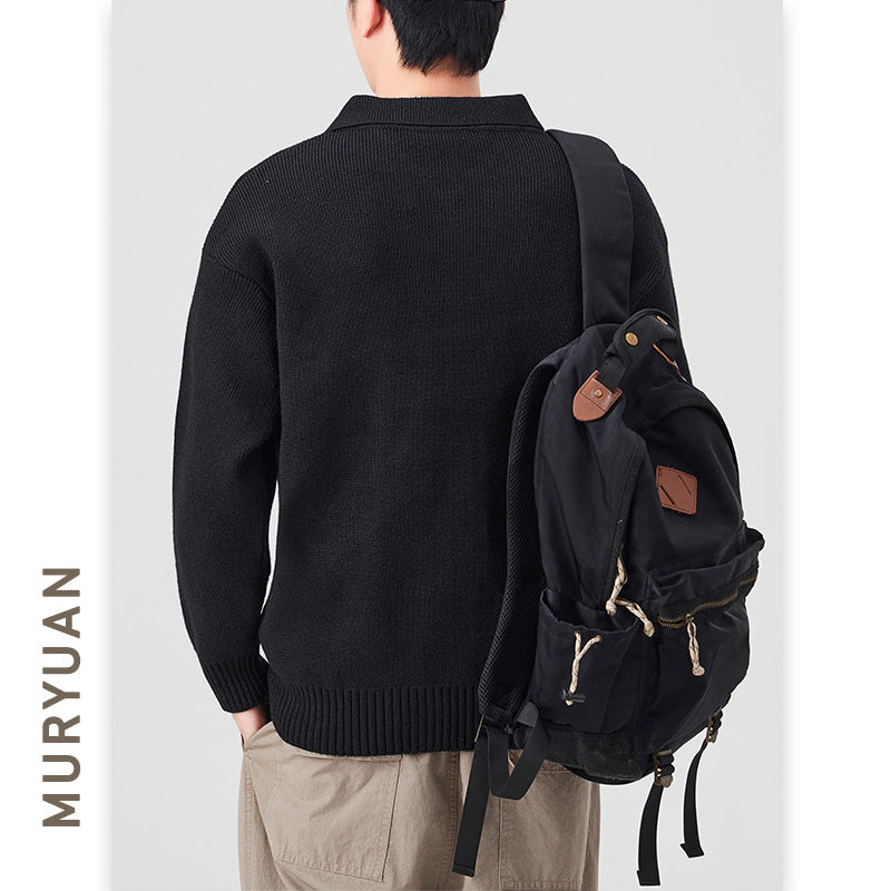 Simple Polo Neck Knitwear for Men and Women