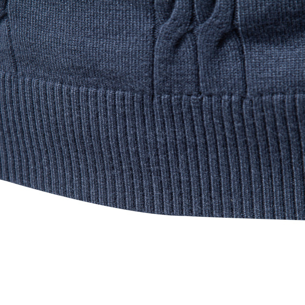 Solid color high neck pullover sweater for men