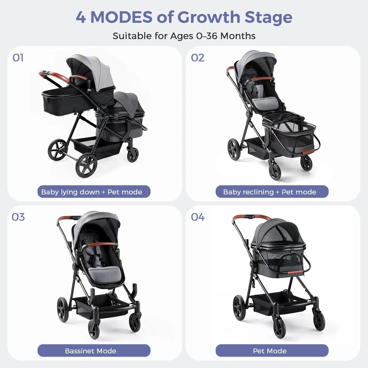 Momfann 3-in-1 Stroller Wagon for Kids & Pets