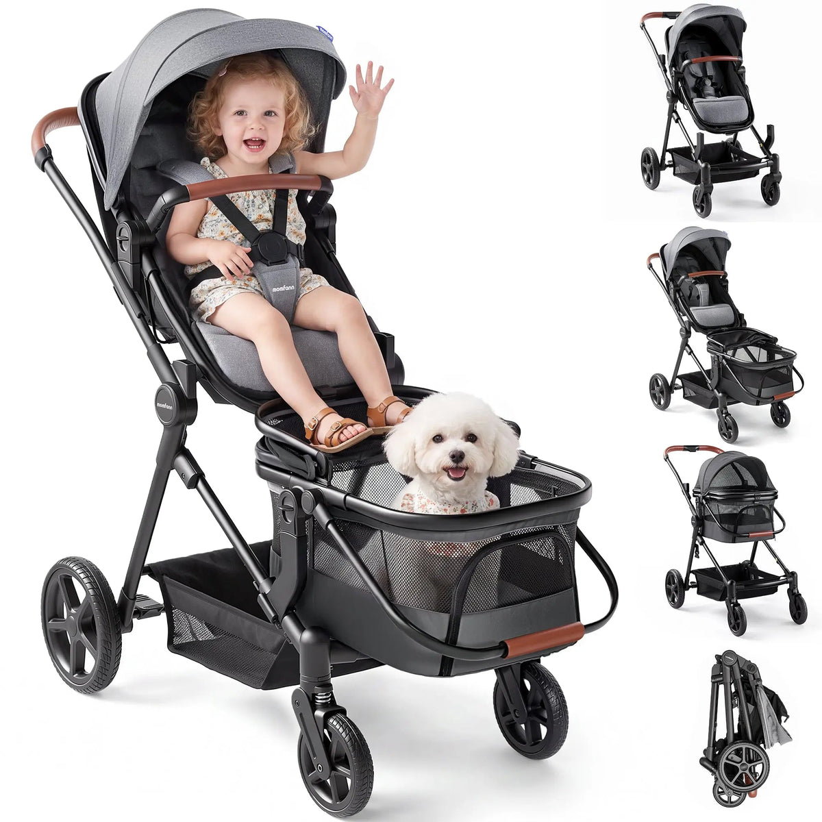 Momfann 3-in-1 Stroller Wagon for Kids & Pets