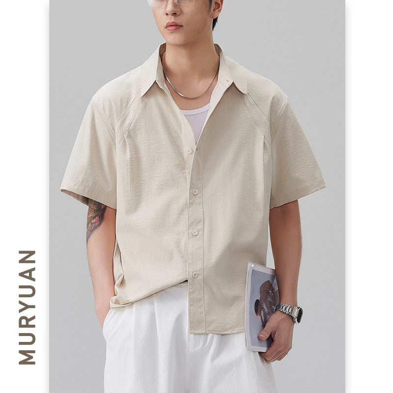Simple Structured Short Sleeve Shirt for Men
