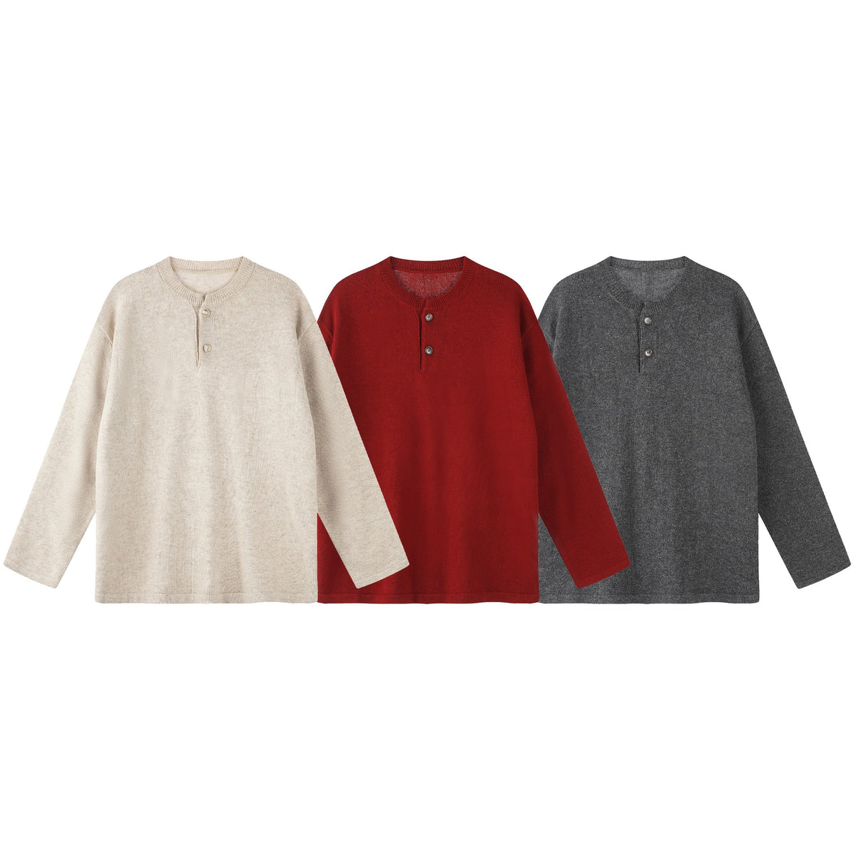 Crewneck Sweater Men Cleanfit Henley Knitwear