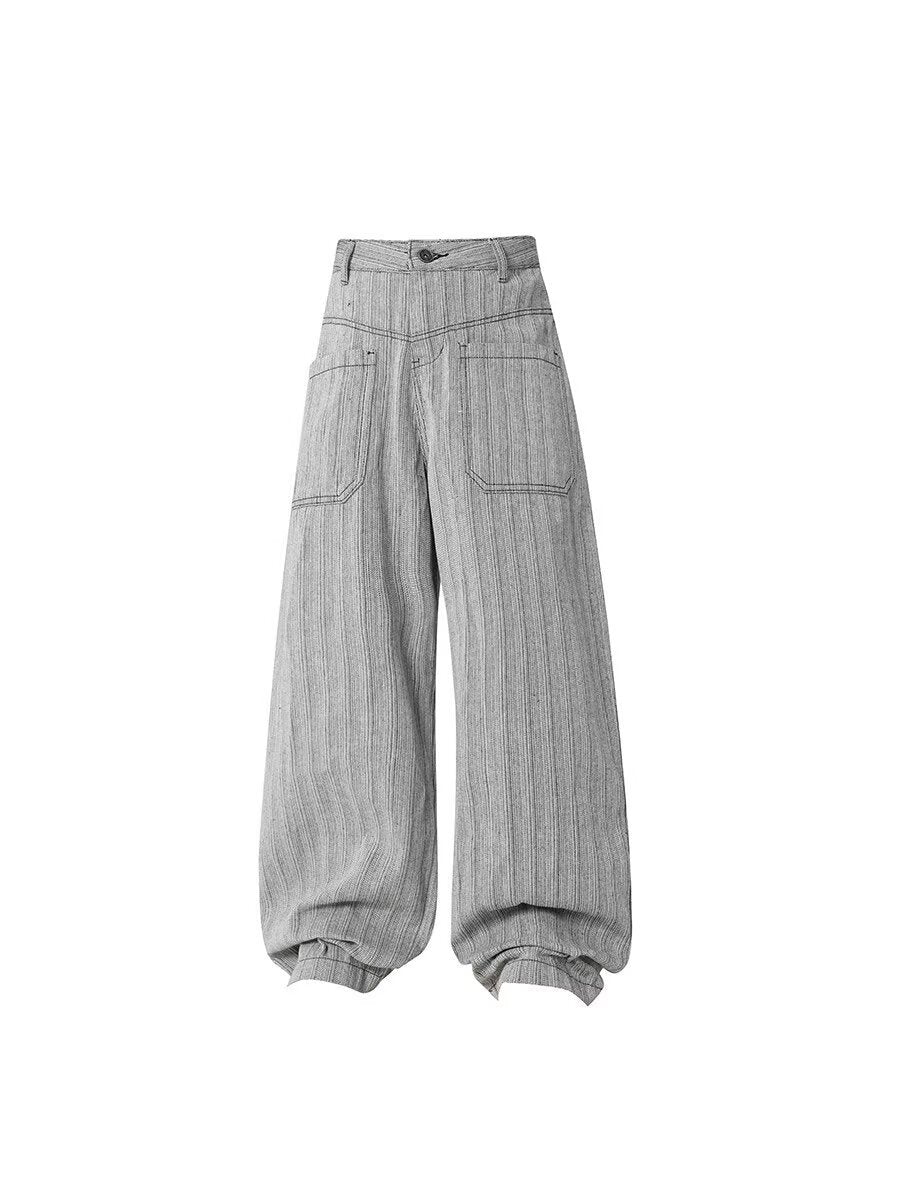Straight Leg Trousers for Men with Gray and White Pants