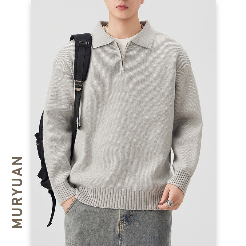 Simple Polo Neck Knitwear for Men and Women