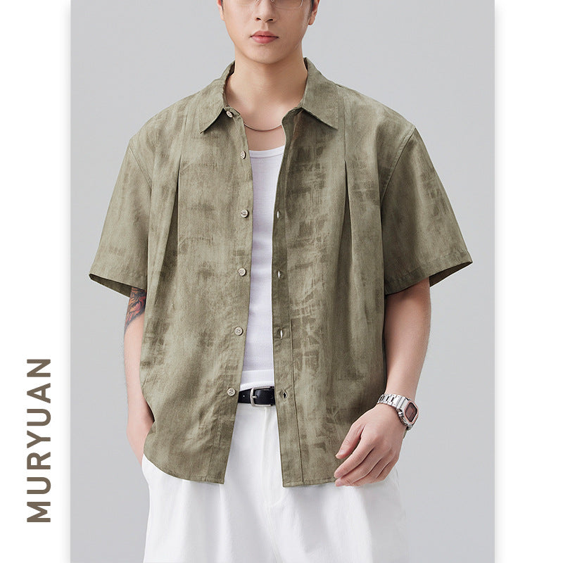Dyed Lyocell Rayon Short Sleeve Shirt for Men