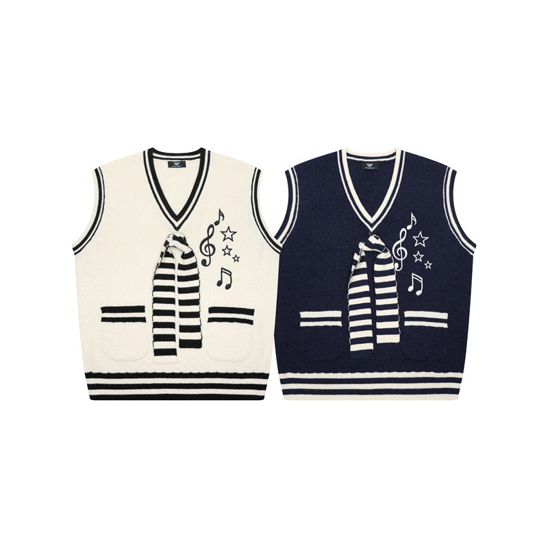 Theme design for sleeveless sweaters for men and women