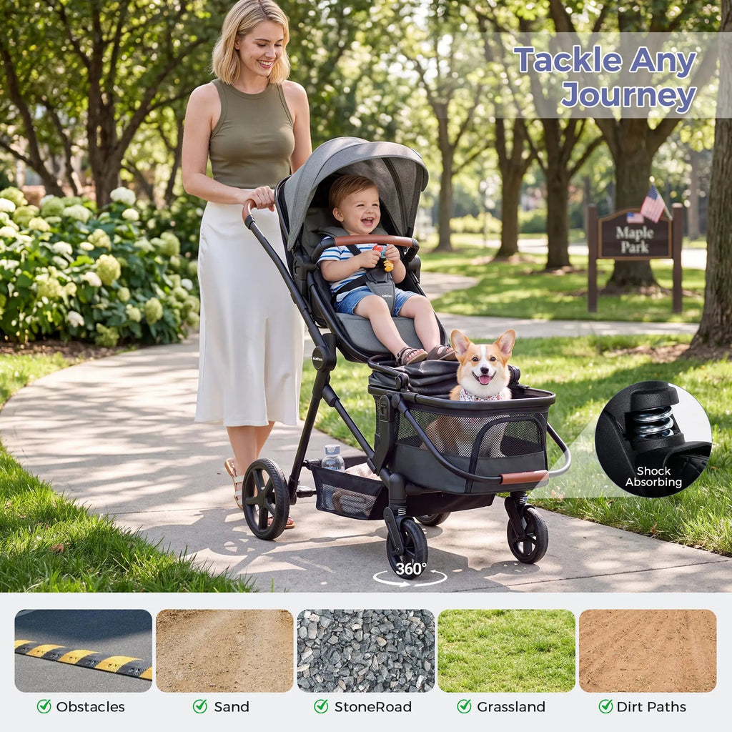 Momfann 3-in-1 Stroller Wagon for Kids & Pets