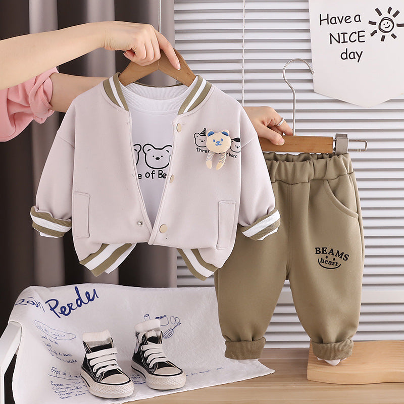 Three piece casual baseball suit for men