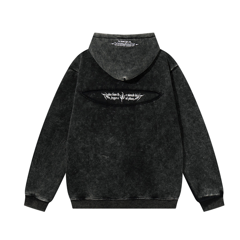 Embroidered and flannel hooded sweatshirt for men