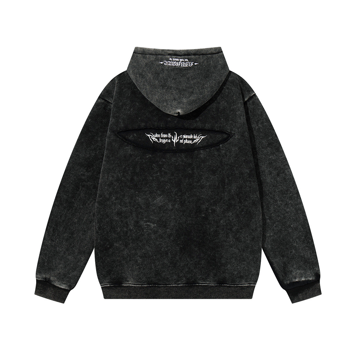 Embroidered and flannel hooded sweatshirt for men