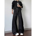 Oversized Black Knife-Edge Denim Pants Men