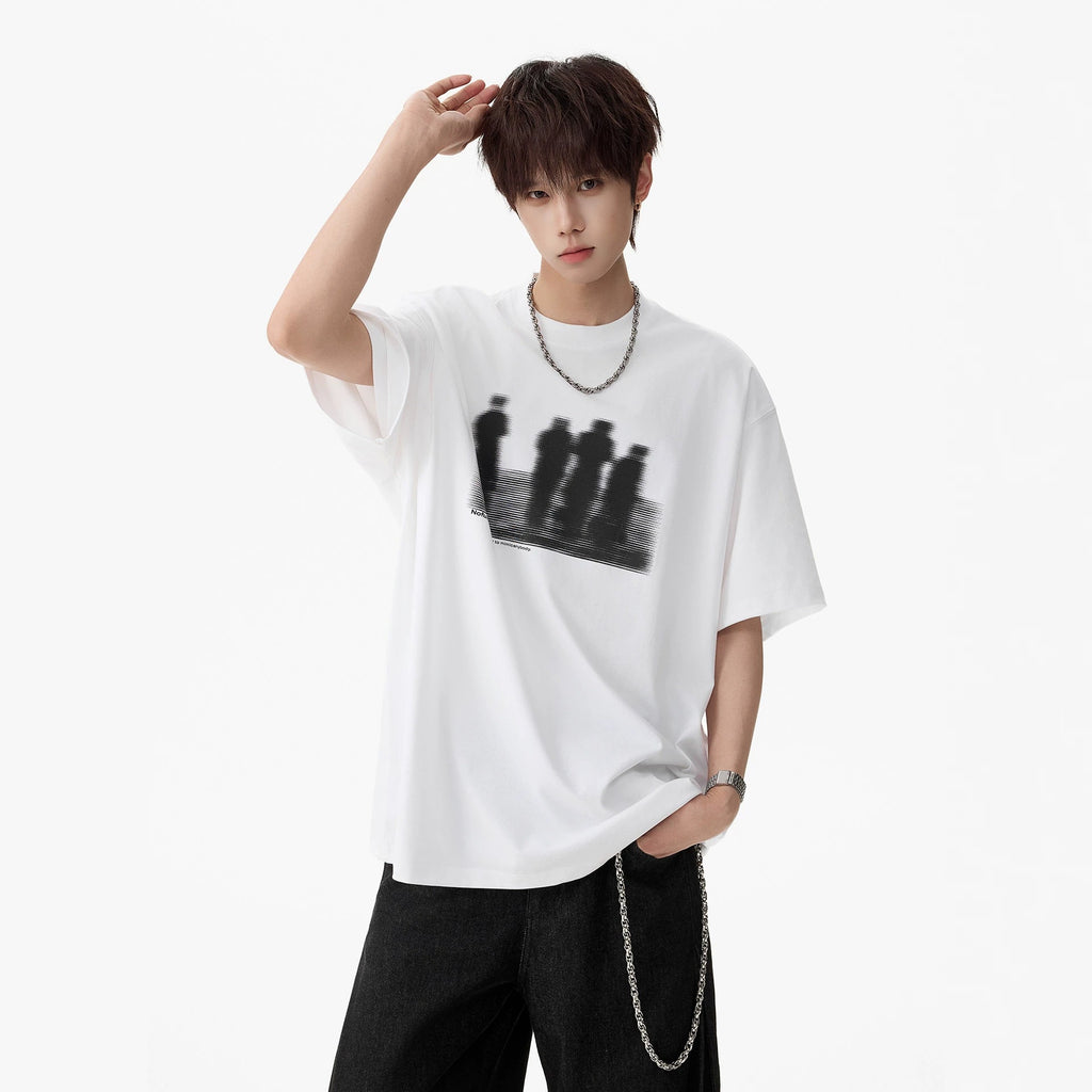Printed White Short Sleeve T-Shirt for Men