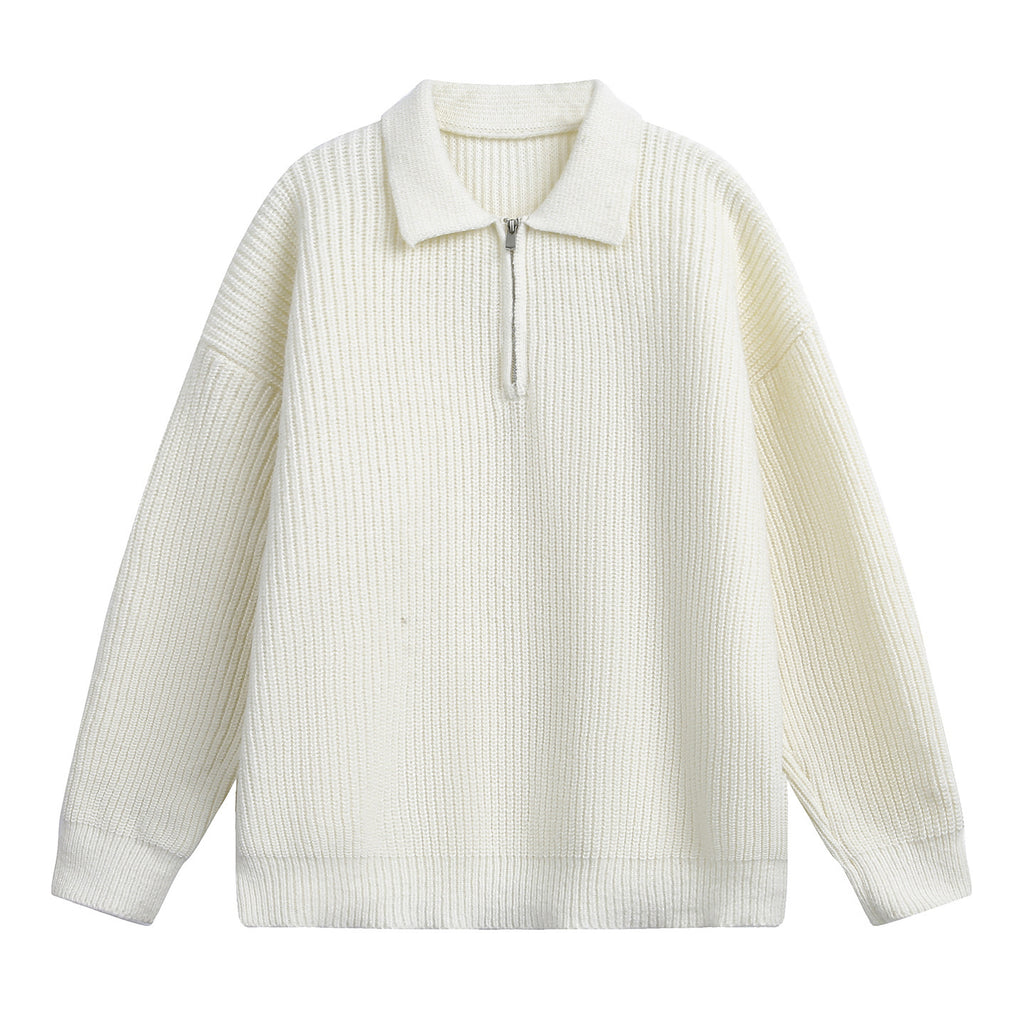 Half zip lapel sweater for men in autumn