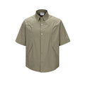 Split and spliced short sleeved shirt for men