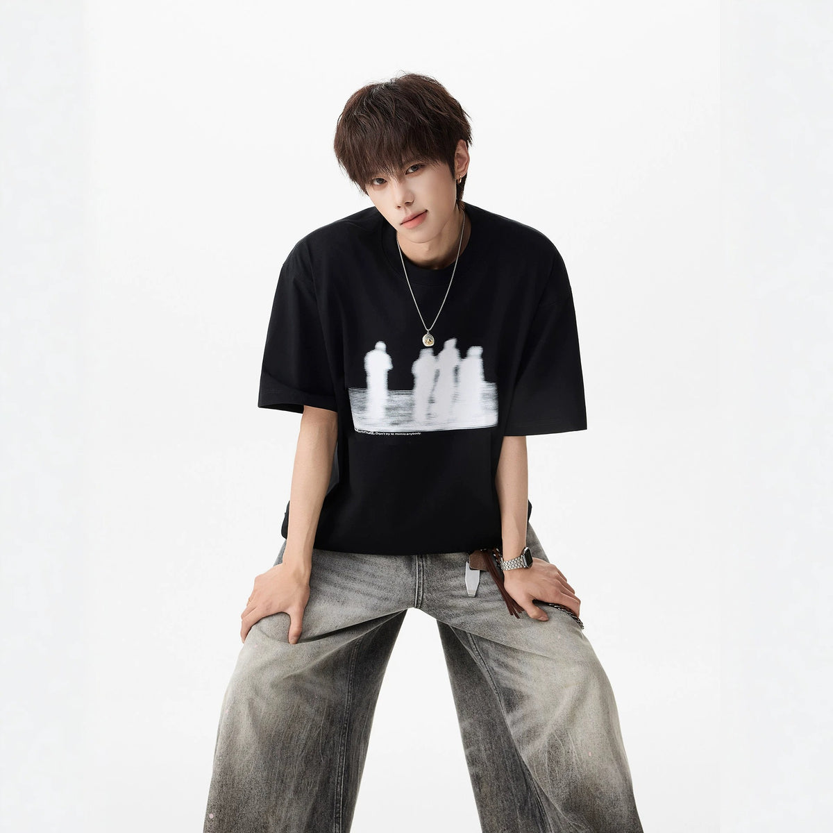 Printed White Short Sleeve T-Shirt for Men
