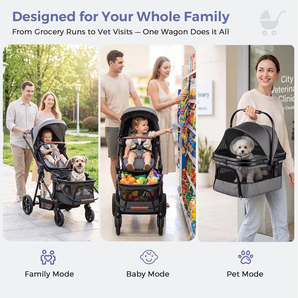 Momfann 3-in-1 Stroller Wagon for Kids & Pets
