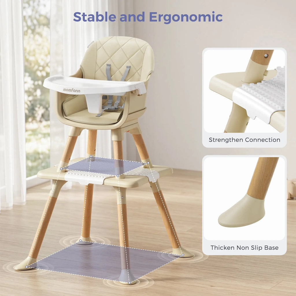 Momfann Baby High Chair with 5-Point Harness
