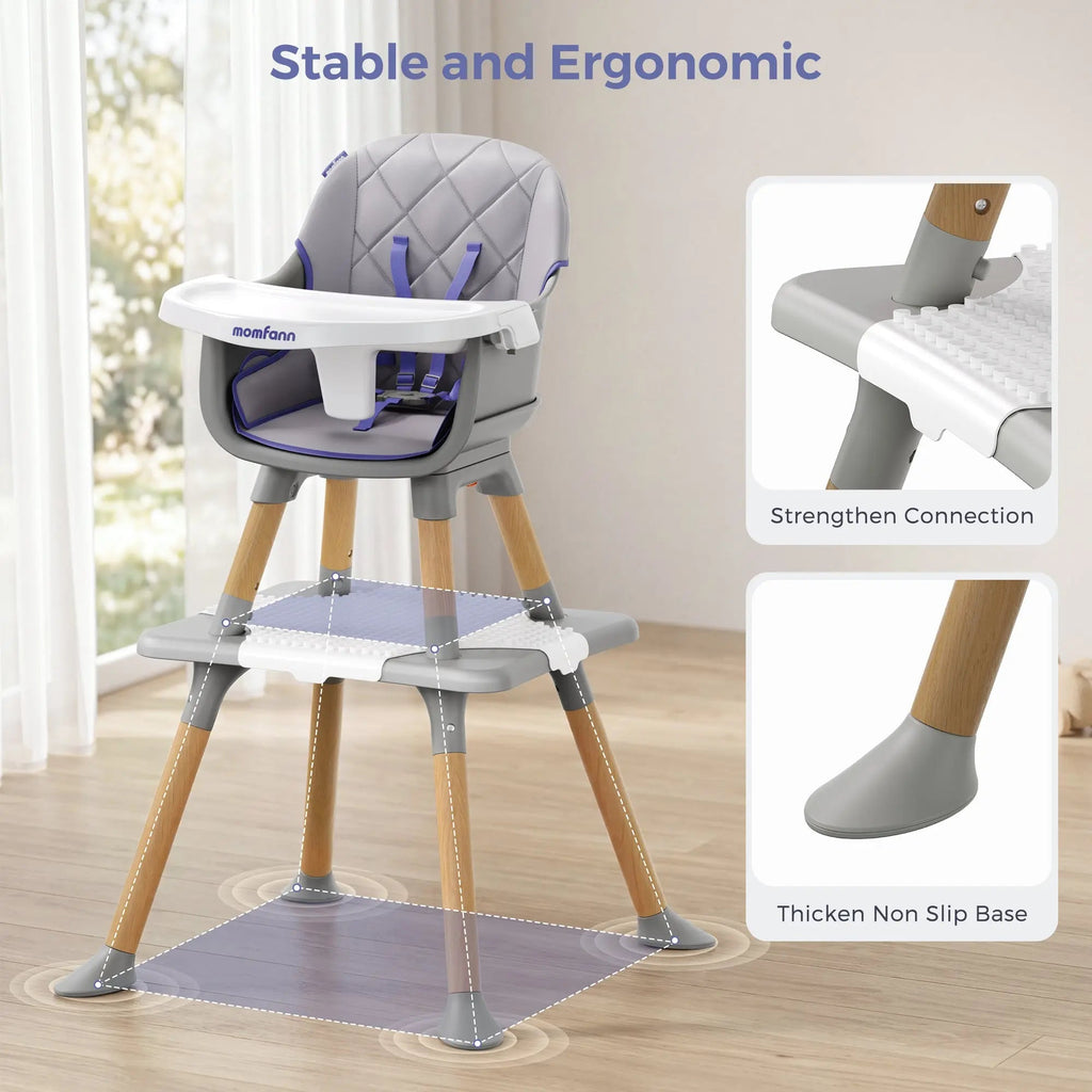 Momfann Baby High Chair with 5-Point Harness