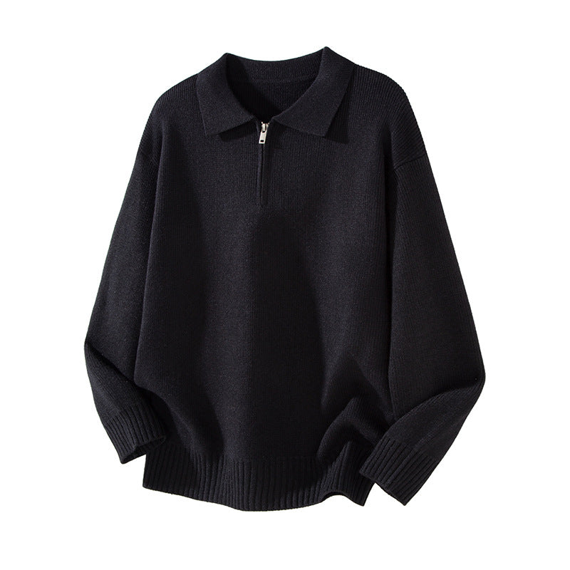 Simple Polo Neck Knitwear for Men and Women