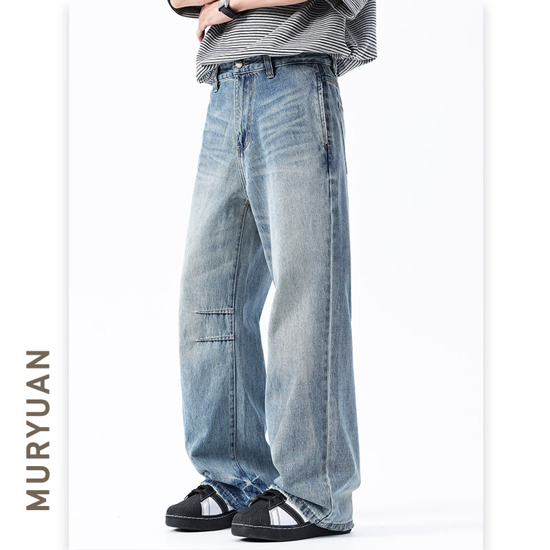 Heavy Washed Denim Pants for Men