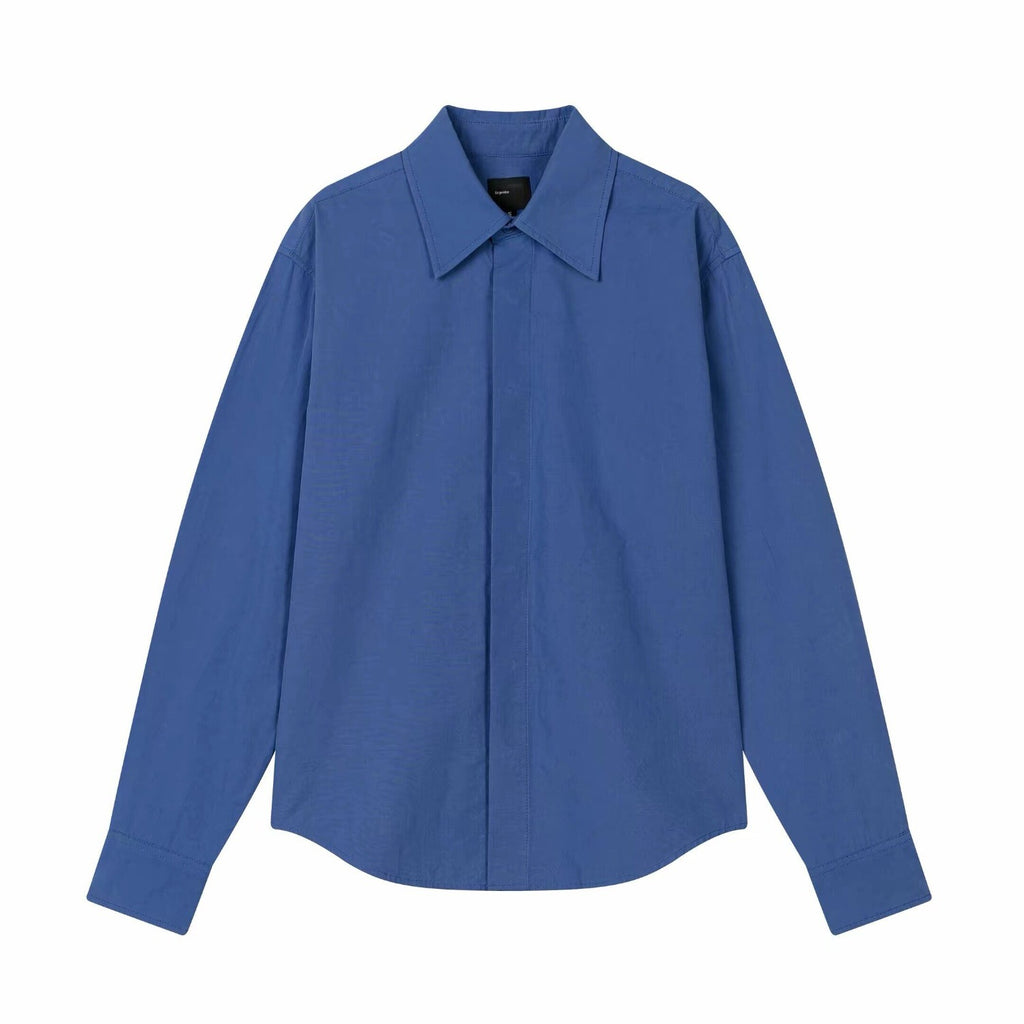 Blue Pure Cotton Long Sleeve Shirt for Men