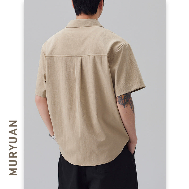 Simple Structured Short Sleeve Shirt for Men