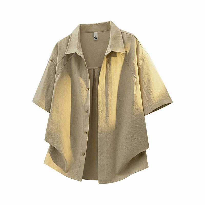 Simple Structured Short Sleeve Shirt for Men