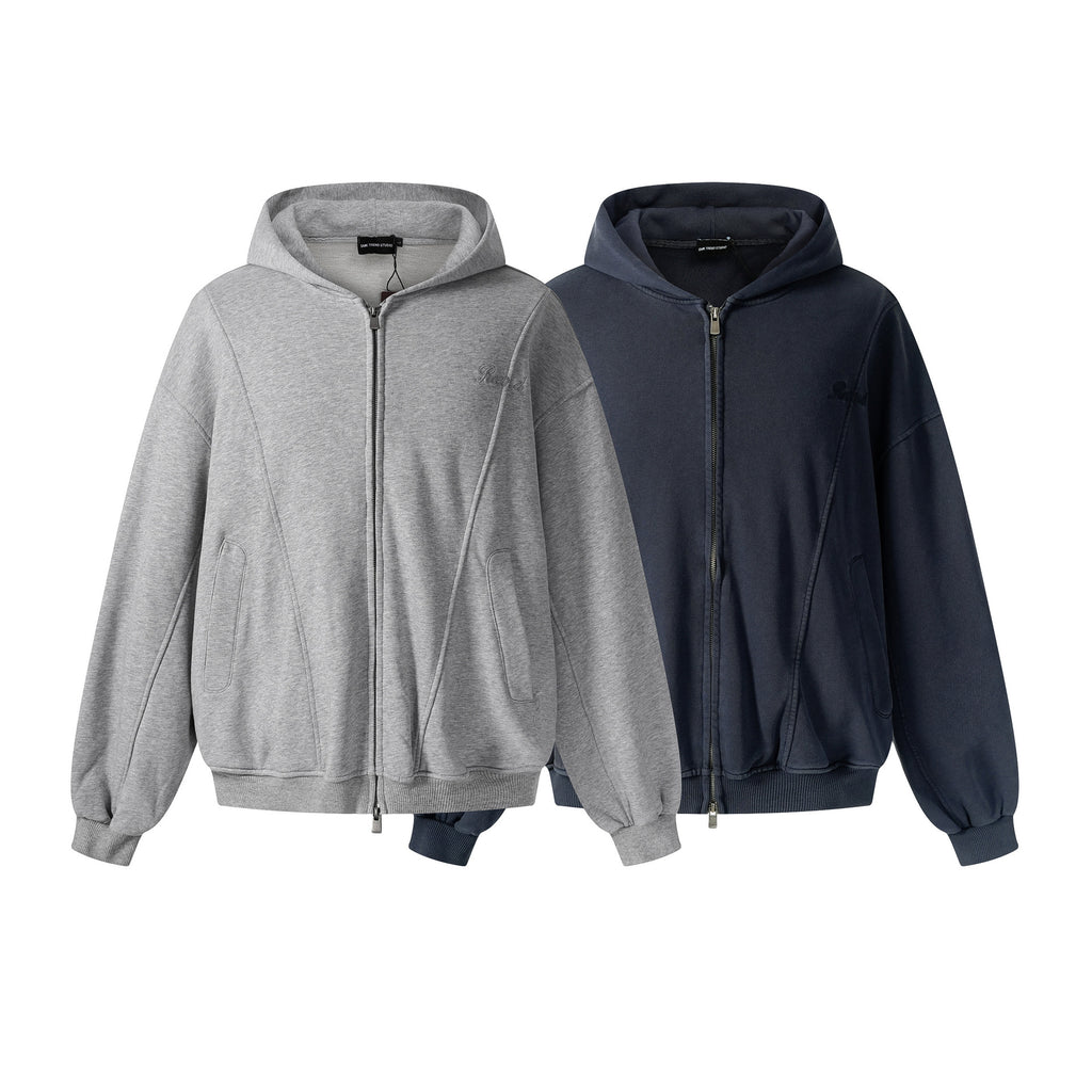 Loose deconstruction zipper hoodie for men