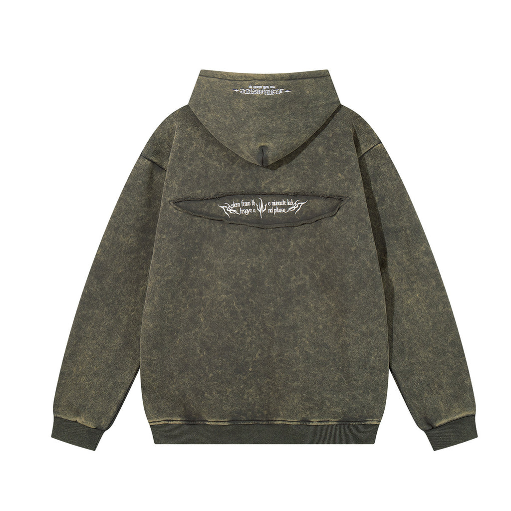 Embroidered and flannel hooded sweatshirt for men