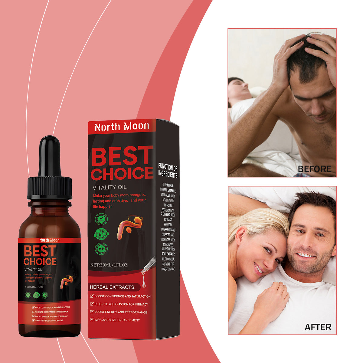 Men's Herbal Oil, Men's Vitality And Endurance Enhancement Body Massage Toning Oil