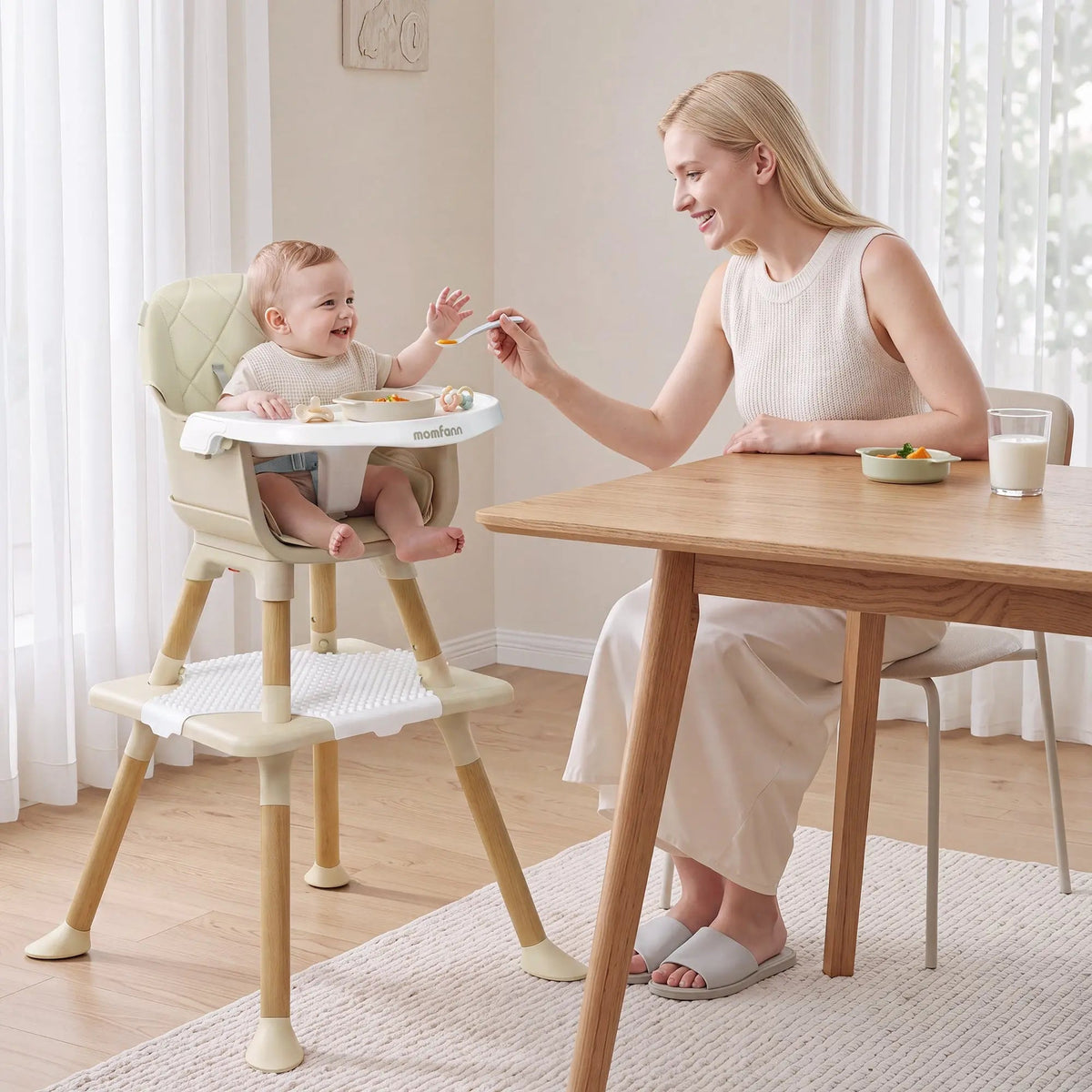 Momfann Baby High Chair with 5-Point Harness