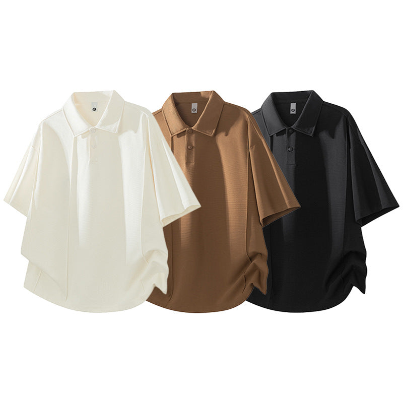 Solid Color Short-Sleeved Polo Shirt for Men
