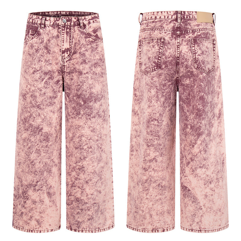 Tie-Dye Denim Pants for Men and Women