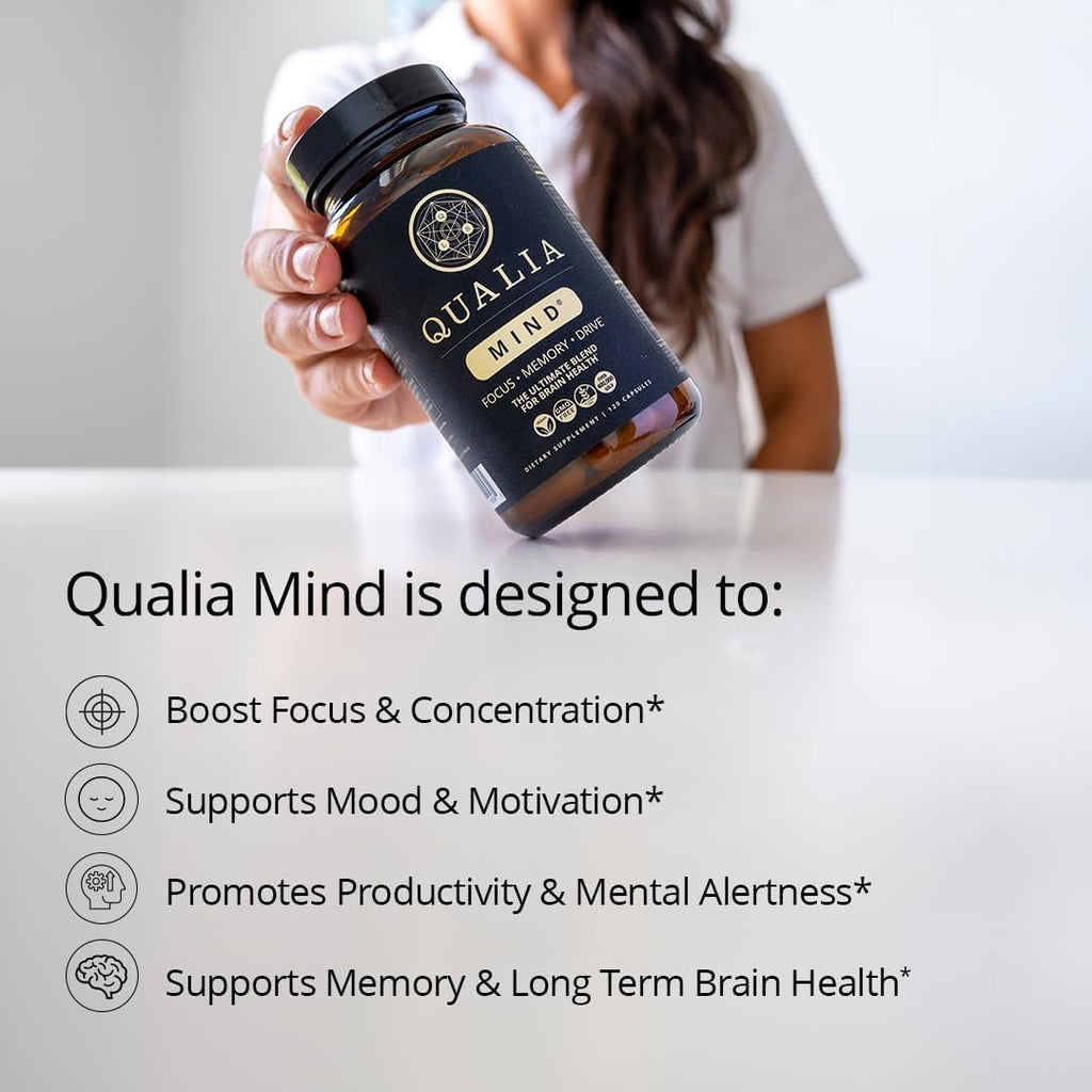 Qualia Mind Caffeine Free Focus Memory Ultimate Blend For Brain Health 120 Caps