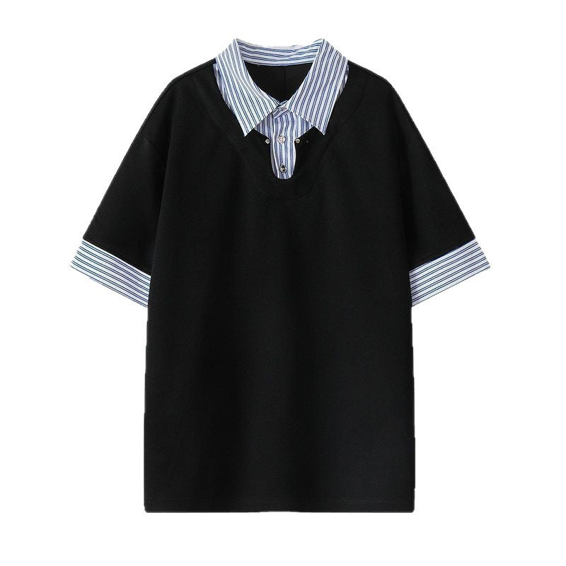 Striped Short Sleeve Polo Shirt for Men