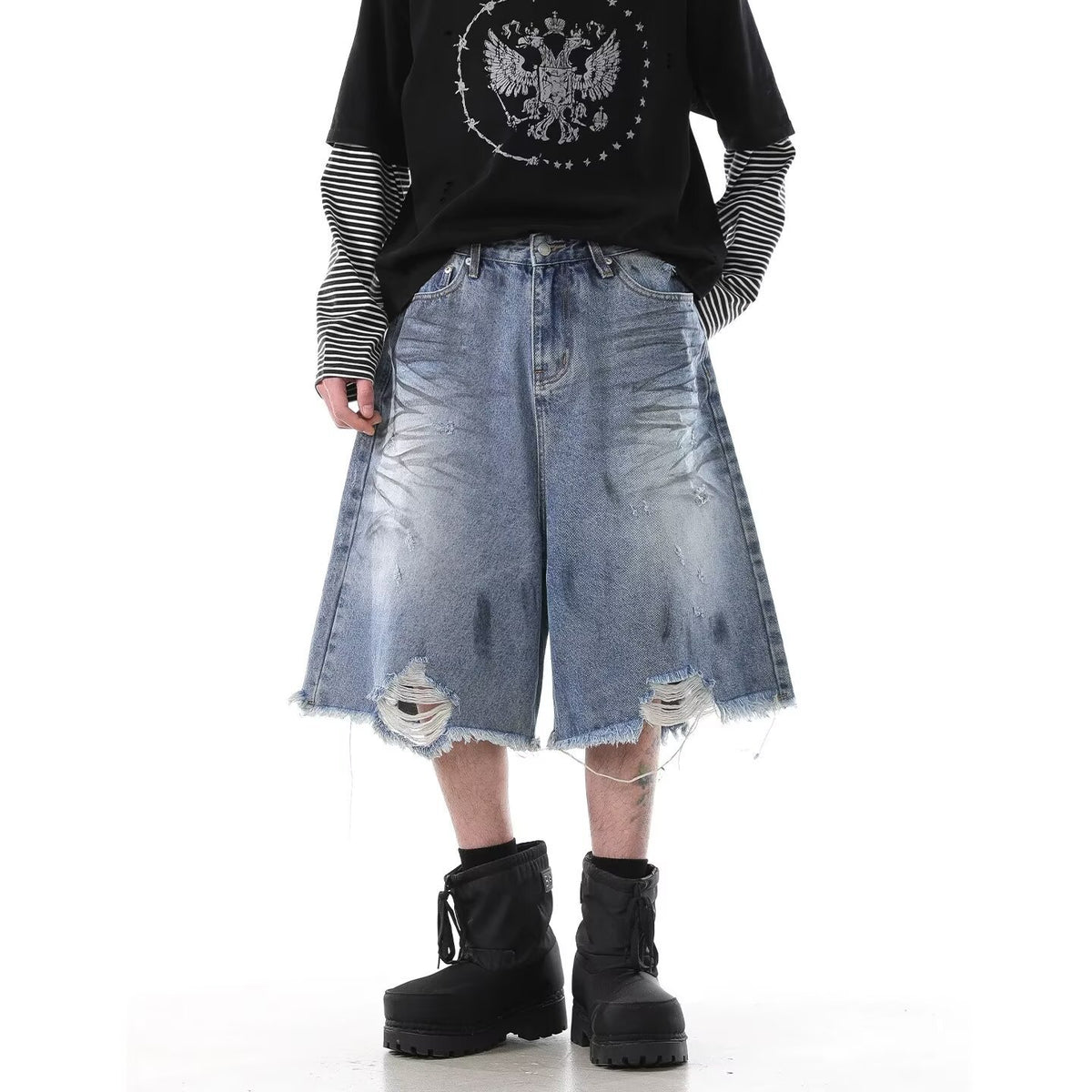 Wash Denim Capri Pants for Men and Women